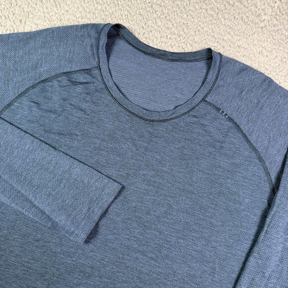 Lululemon Shirt Mens 2XL Navy Blue Metal Vent Tech Performance Long Sleeve Gym - Picture 2 of 10